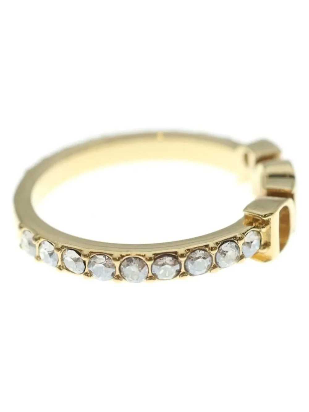 Dior Evolution Rhinestone Logo Ring L Gold